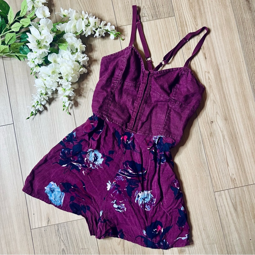 Free People Floral Purple Romper